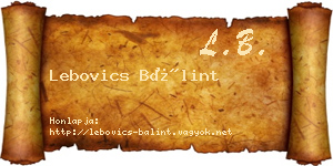 Lebovics Bálint névjegykártya
