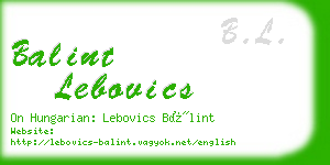 balint lebovics business card